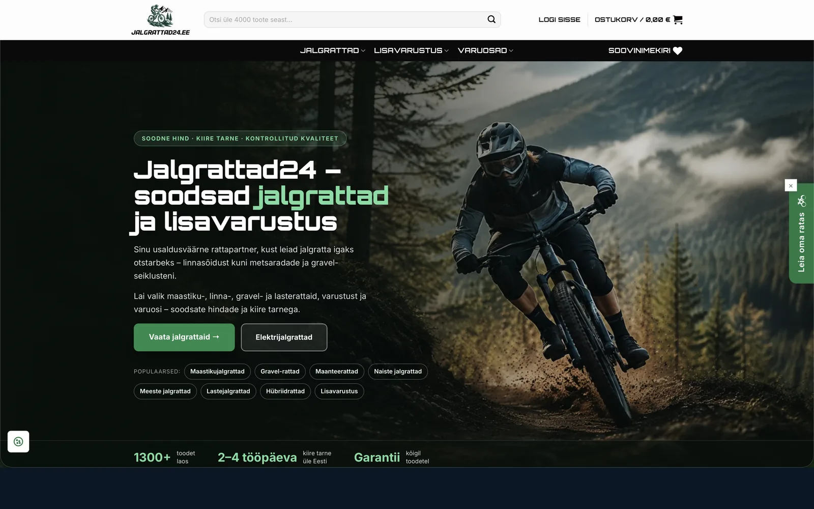 Jalgrattad24.ee — ekraanipilt