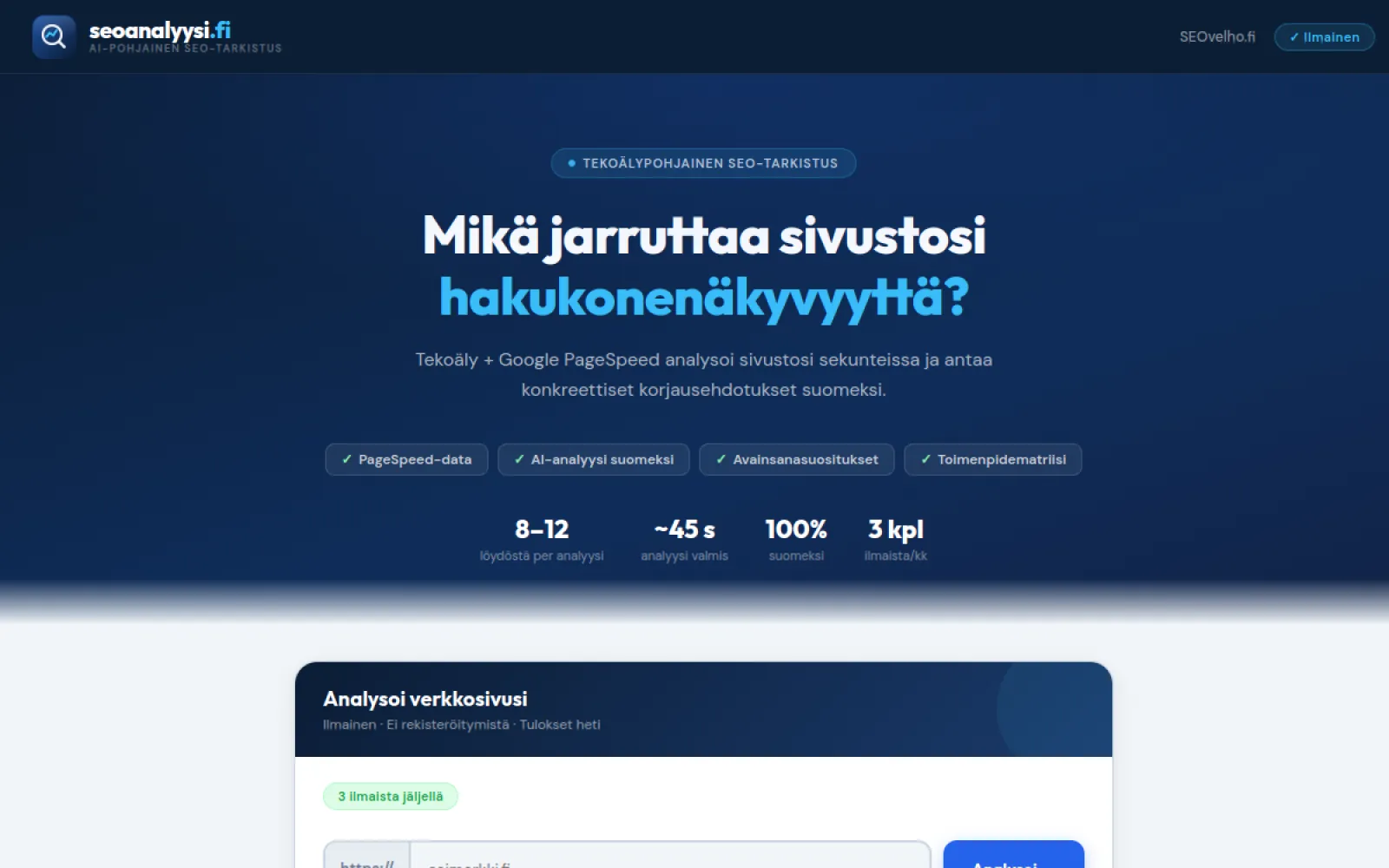 Seoanalyysi.fi — ekraanipilt